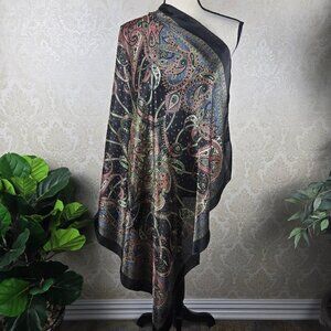Large Square Scarf Black Paisley Pattern Pink Gray White Colorful Pattern Gifts